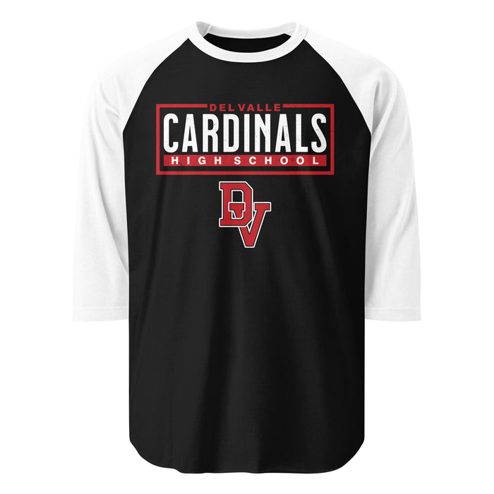 Del Valle High School Cardinals Unisex 3/4 sleeve Raglan T-shirt 049