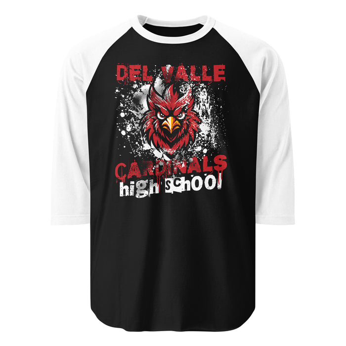 Del Valle High School Cardinals Unisex 3/4 sleeve Raglan T-shirt 205