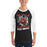 Man wearing Del Valle High School Cardinals Unisex 3/4 sleeve Raglan T-shirt 205