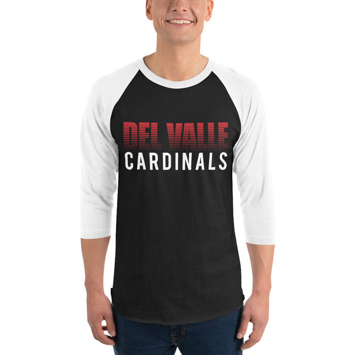 Man wearing Del Valle High School Cardinals Unisex 3/4 sleeve Raglan T-shirt 024