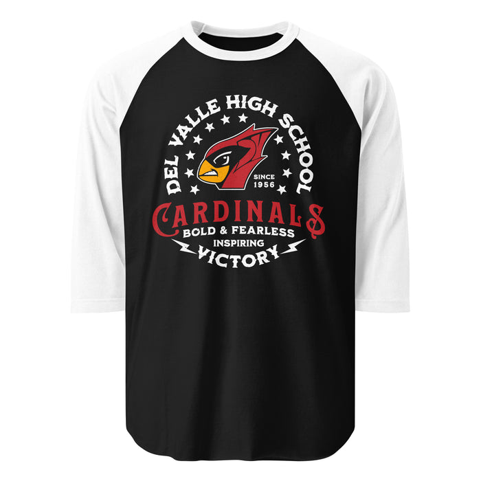 Del Valle High School Cardinals Unisex 3/4 sleeve Raglan T-shirt 206