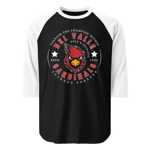 Del Valle High School Cardinals Unisex 3/4 sleeve Raglan T-shirt 214