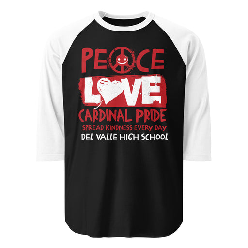 Del Valle High School Cardinals Unisex 3/4 sleeve Raglan T-shirt 240