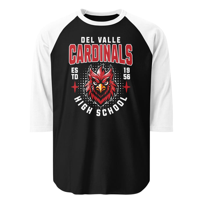 Del Valle High School Cardinals Unisex 3/4 sleeve Raglan T-shirt 204