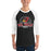 Man wearing Del Valle High School Cardinals Unisex 3/4 sleeve Raglan T-shirt 221