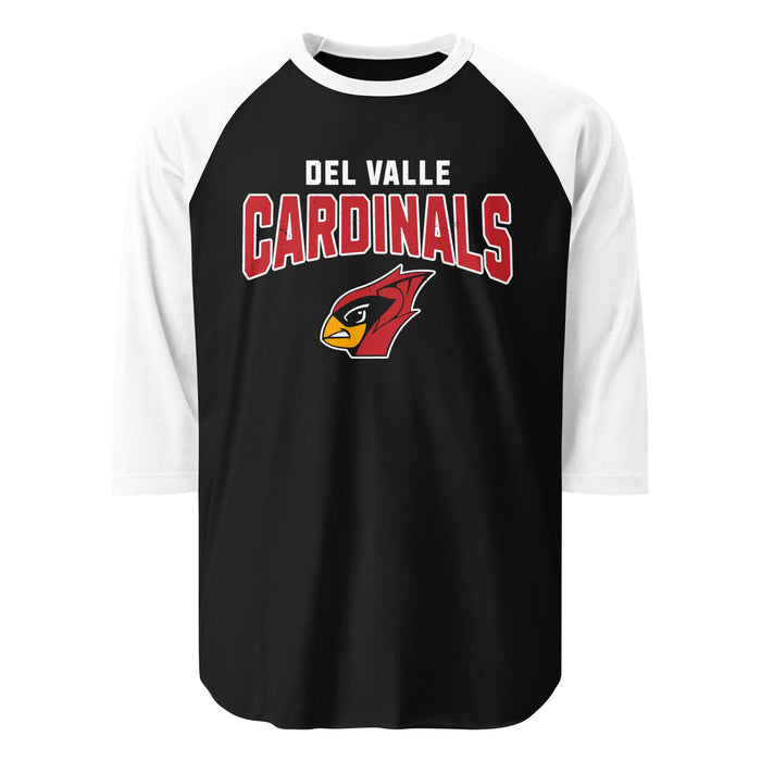 Del Valle High School Cardinals Unisex 3/4 sleeve Raglan T-shirt 234