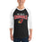 Man wearing Del Valle High School Cardinals Unisex 3/4 sleeve Raglan T-shirt 234