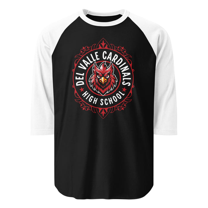 Del Valle High School Cardinals Unisex 3/4 sleeve Raglan T-shirt 227