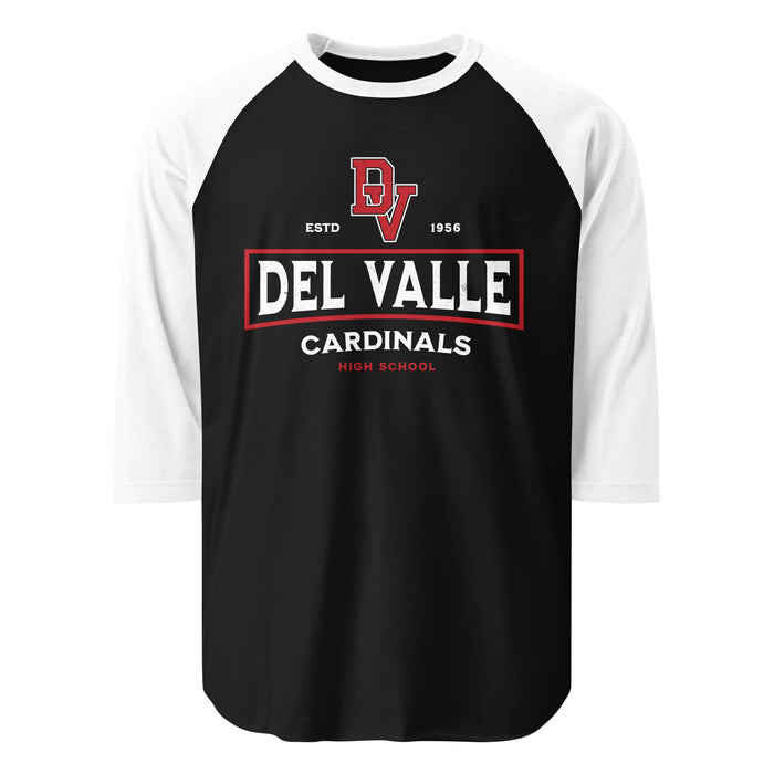 Del Valle High School Cardinals Unisex 3/4 sleeve Raglan T-shirt 202