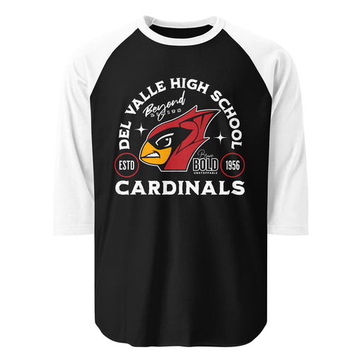 Del Valle High School Cardinals Unisex 3/4 sleeve Raglan T-shirt 208