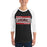 Man wearing Del Valle High School Cardinals Unisex 3/4 sleeve Raglan T-shirt 098
