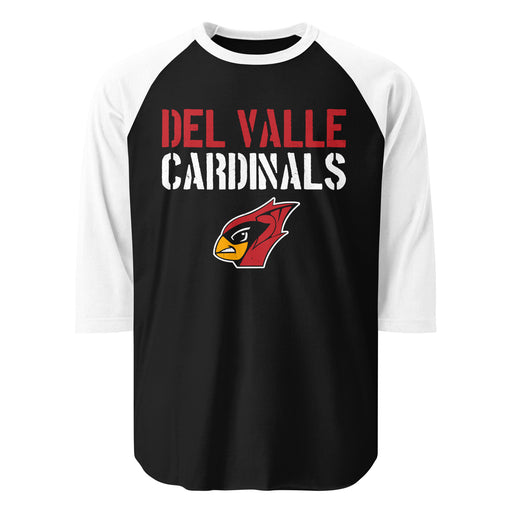Del Valle High School Cardinals Unisex 3/4 sleeve Raglan T-shirt 017