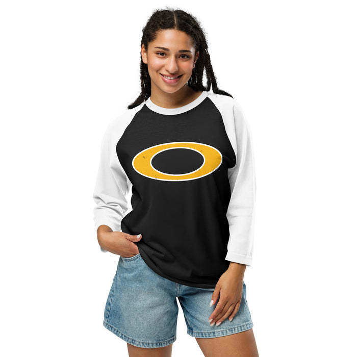 Woman wearing Klein Oak High School Panthers Unisex 3/4 Sleeve Raglan T-shirt 200