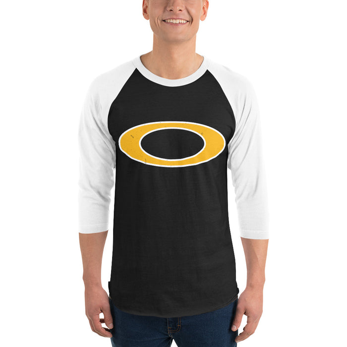 Man wearing Klein Oak High School Panthers Unisex 3/4 Sleeve Raglan T-shirt 200