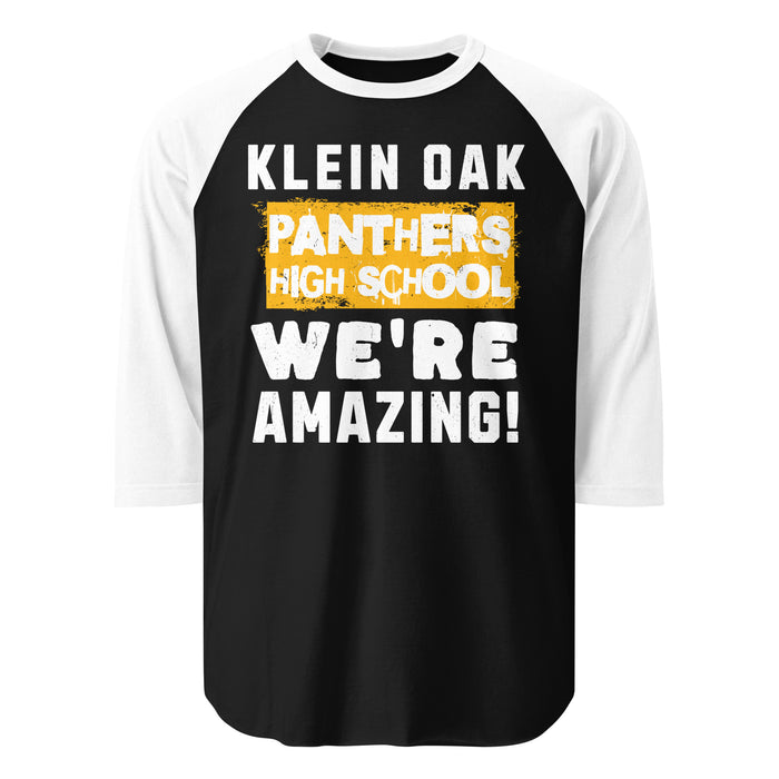 Klein Oak High School Panthers Unisex 3/4 Sleeve Raglan T-shirt 231