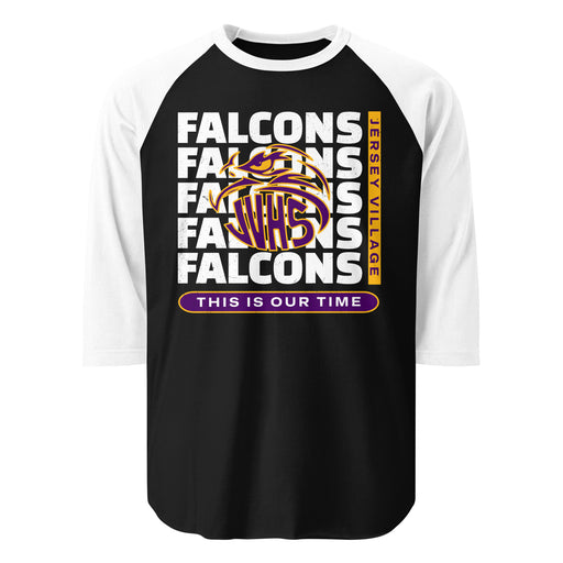 Jersey Village High School Falcons Unisex 3/4 Sleeve Raglan T-shirt 235