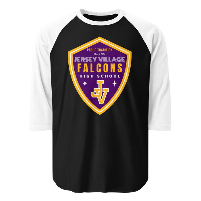 Jersey Village High School Falcons Unisex 3/4 Sleeve Raglan T-shirt 225