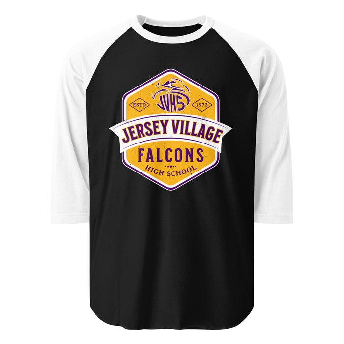 Jersey Village High School Falcons Unisex 3/4 Sleeve Raglan T-shirt 209