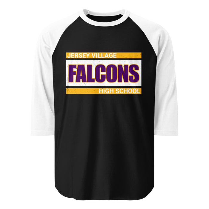 Jersey Village High School Falcons Unisex 3/4 Sleeve Raglan T-shirt 098