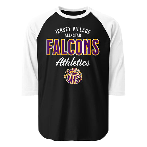 Jersey Village High School Falcons Unisex 3/4 Sleeve Raglan T-shirt 034
