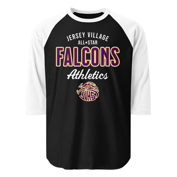 Jersey Village High School Falcons Unisex 3/4 Sleeve Raglan T-shirt 034