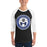 Man wearing Hebron High School Hawks Unisex 3/4 sleeve Raglan T-shirt 216