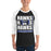 Man wearing Hebron High School Hawks Unisex 3/4 sleeve Raglan T-shirt 235