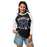 Woman wearing Hebron High School Hawks Unisex 3/4 sleeve Raglan T-shirt 228