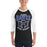 Man wearing Hebron High School Hawks Unisex 3/4 sleeve Raglan T-shirt 213