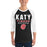 Man wearing Katy High School Tigers Unisex 3/4 sleeve Raglan T-shirt 003