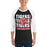 Man wearing Katy High School Tigers Unisex 3/4 sleeve Raglan T-shirt 235