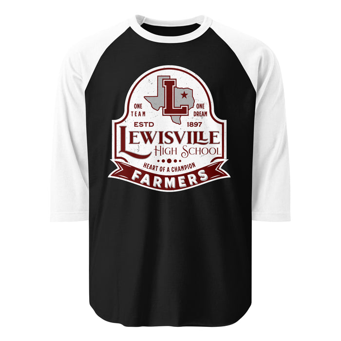 Lewisville High School Farmers Unisex 3/4 Sleeve Raglan T-shirt 219