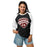Woman wearing Lewisville High School Farmers Unisex 3/4 Sleeve Raglan T-shirt 221