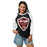 Woman wearing Lewisville High School Farmers Unisex 3/4 Sleeve Raglan T-shirt 225