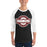 Man wearing Lewisville High School Farmers Unisex 3/4 Sleeve Raglan T-shirt 011