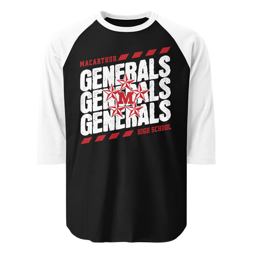 MacArthur High School Generals Unisex 3/4 sleeve Raglan T-shirt 223