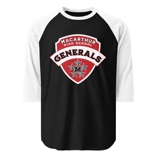 MacArthur High School Generals Unisex 3/4 sleeve Raglan T-shirt 221