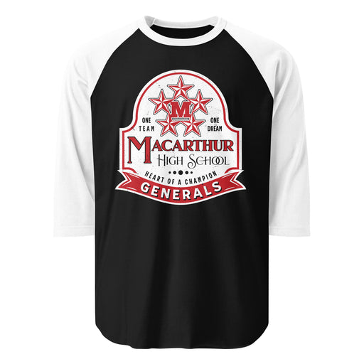 MacArthur High School Generals Unisex 3/4 sleeve Raglan T-shirt 219