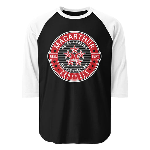 MacArthur High School Generals Unisex 3/4 sleeve Raglan T-shirt 224