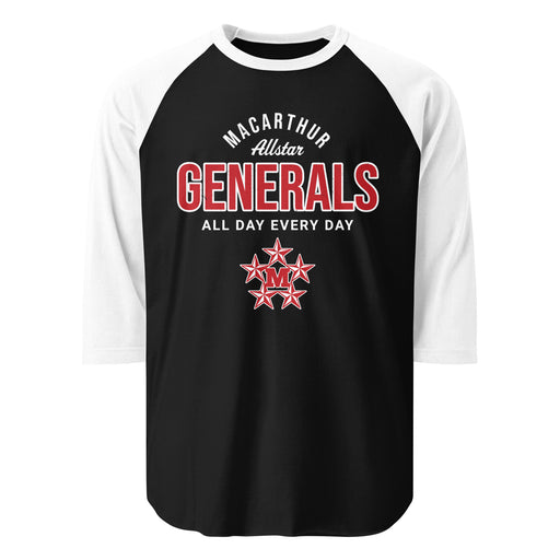 MacArthur High School Generals Unisex 3/4 sleeve Raglan T-shirt 040