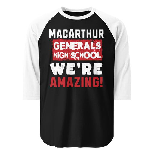 MacArthur High School Generals Unisex 3/4 sleeve Raglan T-shirt 231