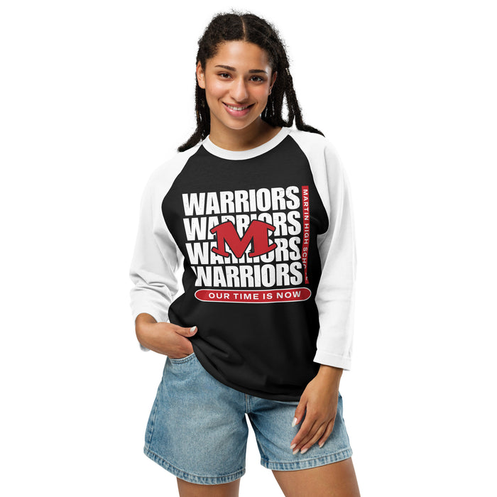 Woman wearing Martin High School Warriors Unisex 3/4 sleeve Raglan T-shirt 235