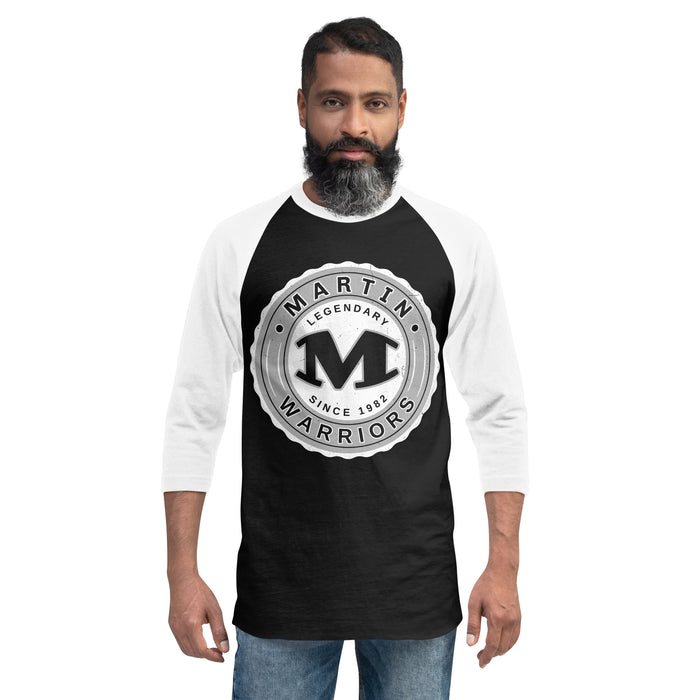 Front view of Martin High School Warriors Unisex 3/4 sleeve Raglan T-shirt 216
