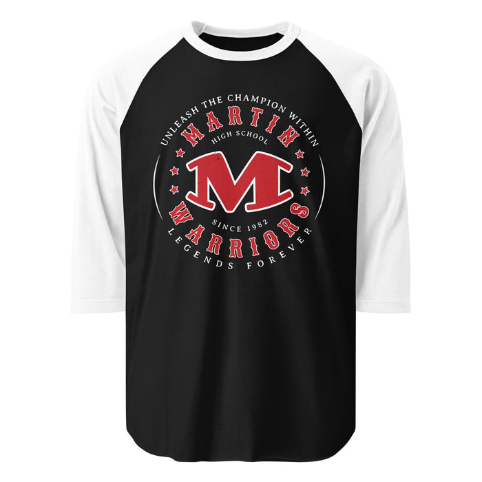 Martin High School Warriors Unisex 3/4 sleeve Raglan T-shirt 214