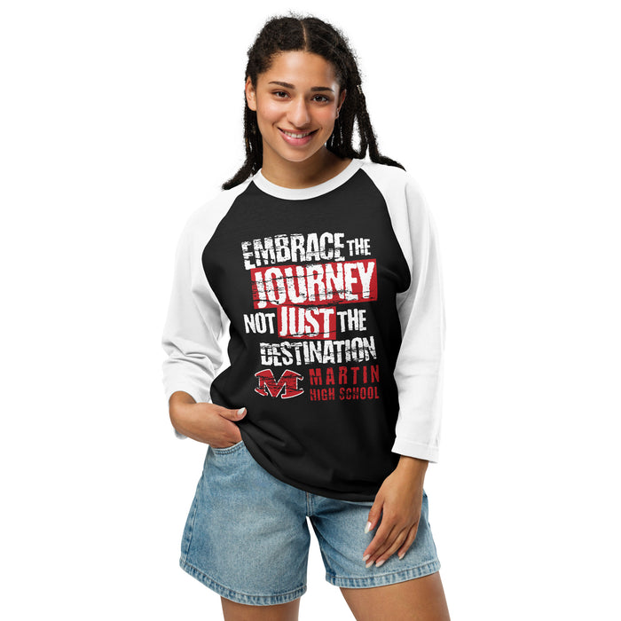 Woman wearing Martin High School Warriors Unisex 3/4 sleeve Raglan T-shirt 232
