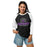 Woman wearing Morton Ranch High School Mavericks Unisex 3/4 sleeve Raglan T-shirt 222