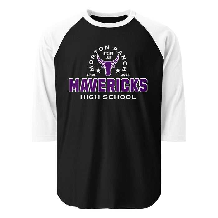 Morton Ranch High School Mavericks Unisex 3/4 sleeve Raglan T-shirt 222
