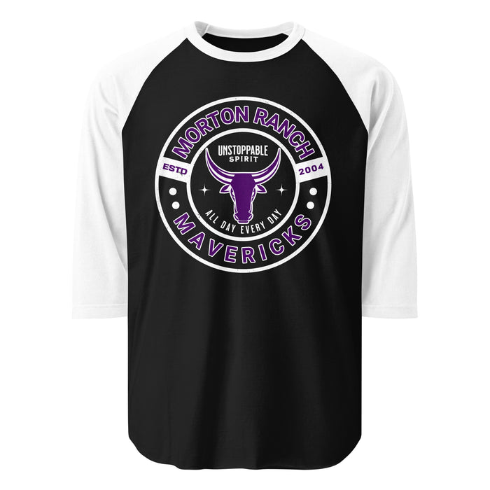 Morton Ranch High School Mavericks Unisex 3/4 sleeve Raglan T-shirt 239