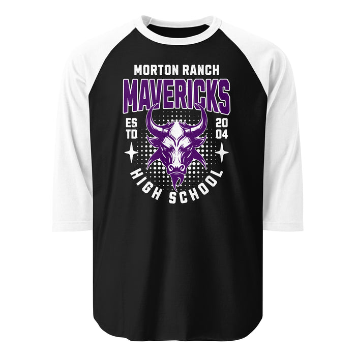 Morton Ranch High School Mavericks Unisex 3/4 sleeve Raglan T-shirt 204