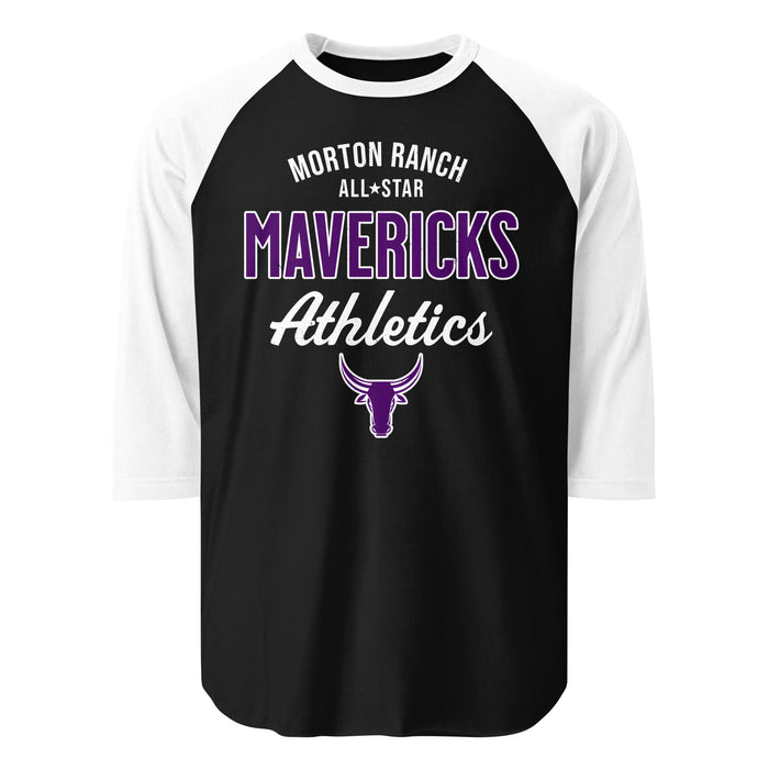 Morton Ranch High School Mavericks Unisex 3/4 sleeve Raglan T-shirt 034